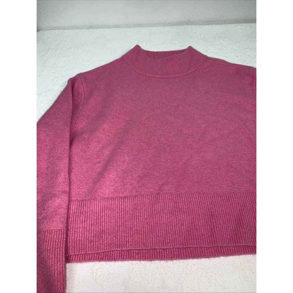 J. crew Chunky Cropped Sweater Relaxed Boxy Supersoft Yarn Pink Wool Blend M - Picture 2 of 10